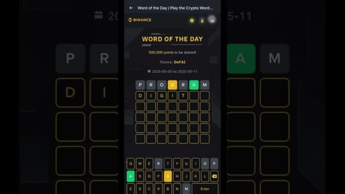 Binance word of the day answer today #crypto #binance #cryptonews #shorts #foryou