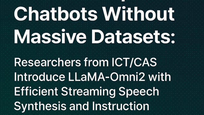 LLMs Can Now Talk in Real-Time with Minimal Latency: Chinese LLMs Can Now Talk in Real-Time with Minimal Latency: Chinese Researchers Release LLaMA-Omni2, a Scalable Modular Speech Language Model