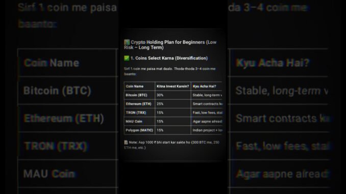 crypto holding plan  fore  beginner ( low risk  - long term ) #trading #crypto #shorts